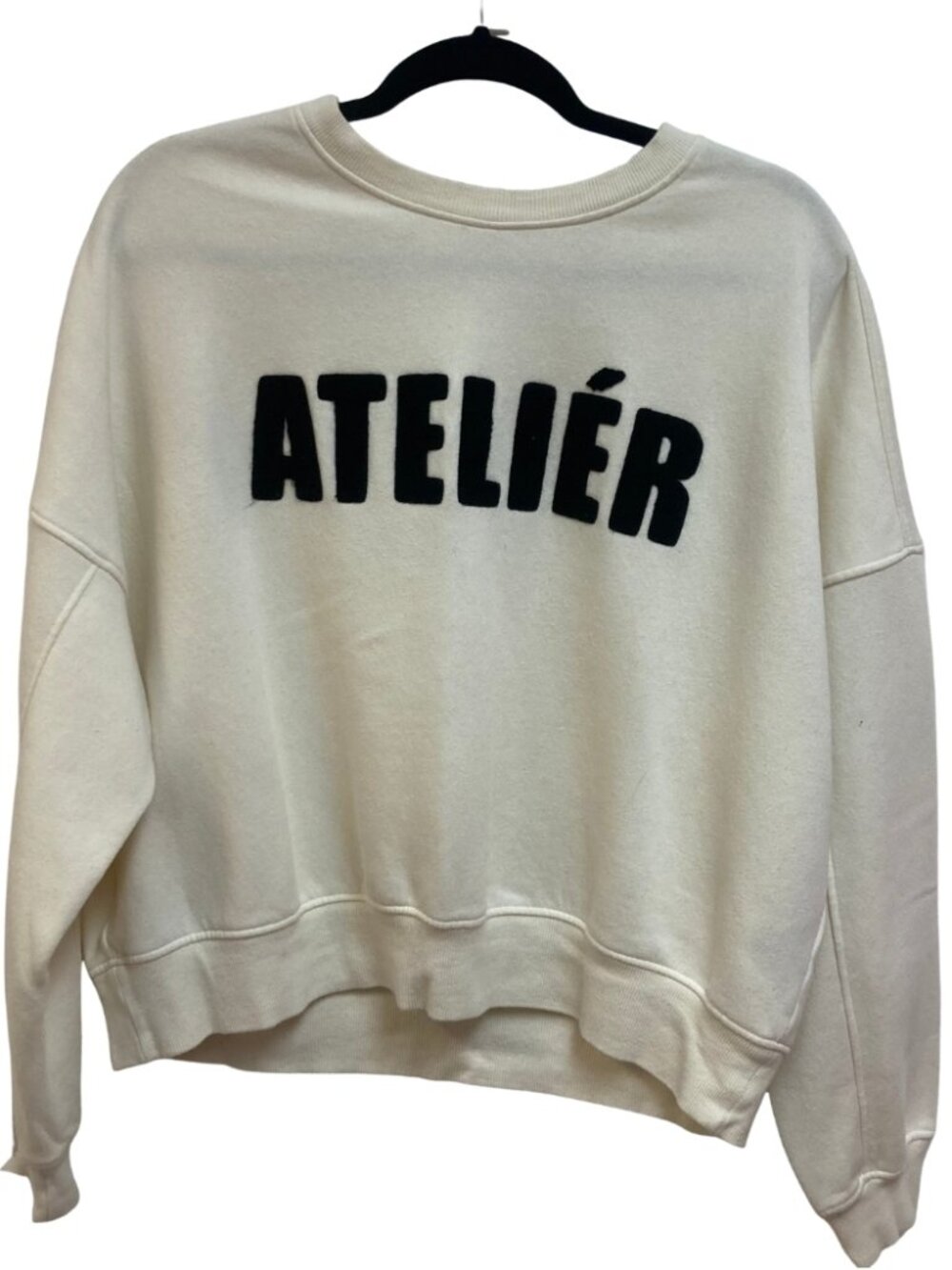 H&M Monogrammed "ATELIER" Long Sleeved White Sweatshirt Size Large